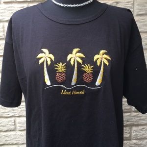 Women’s L black tee shirt coconut girl embroidered